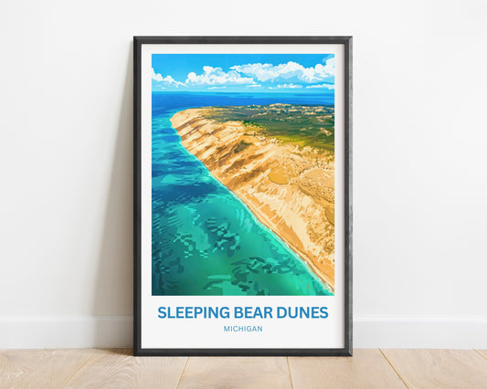 Sleeping Bear Dunes Travel Poster - Famous Massive Sand