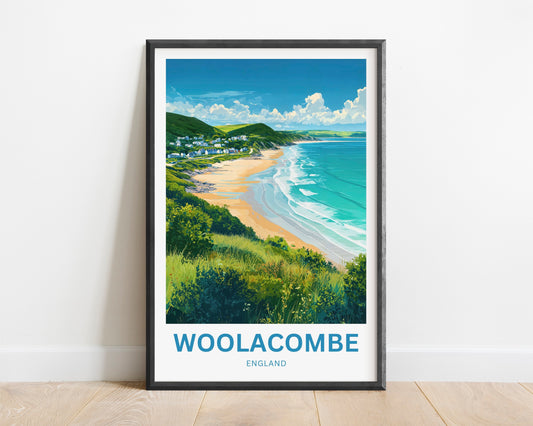 Woolacombe Travel Poster - Charming Village and Shores