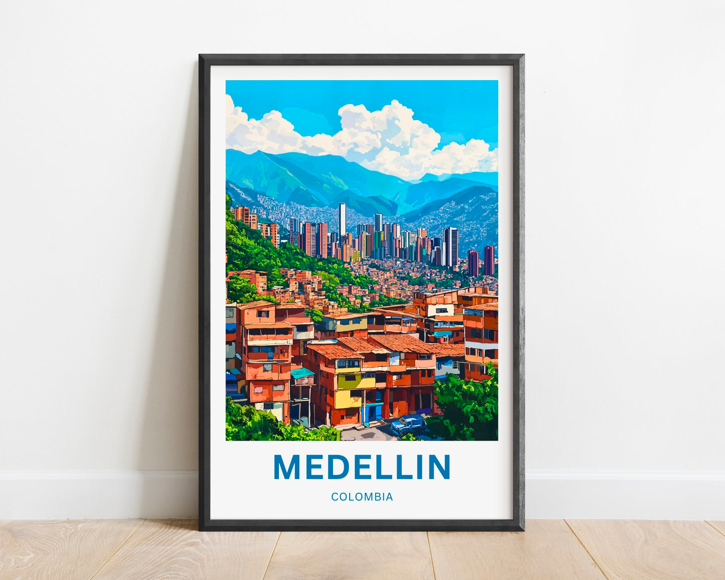 Medellín Travel Poster - Colombia Vibrant Hills and Timeless Beauty