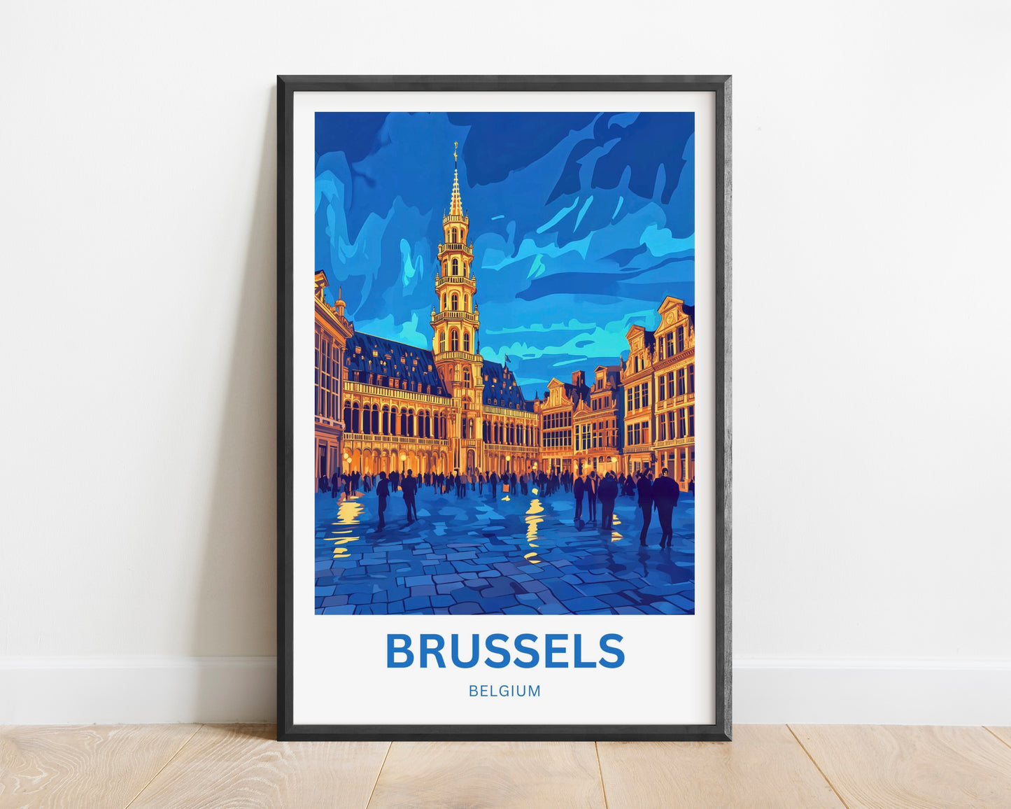 Brussels Travel Poster - Evening Lights of Belgium