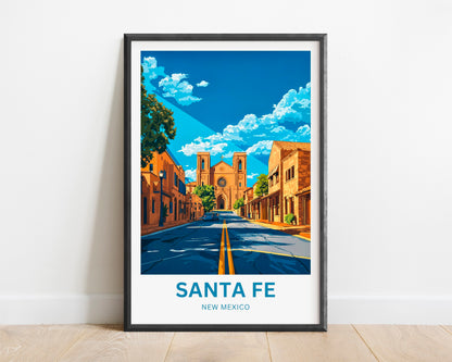 Santa Fe Travel Poster  - New Mexico Iconic Landmark