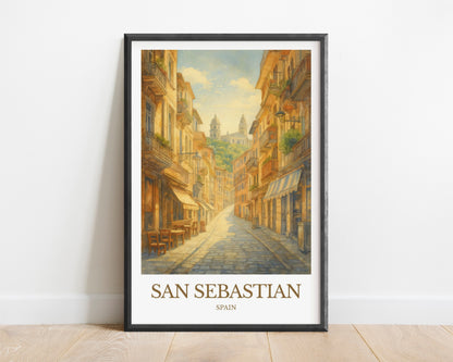 San Sebastián, Watercolor design poster, Spain Print, San Sebastián Wall Art