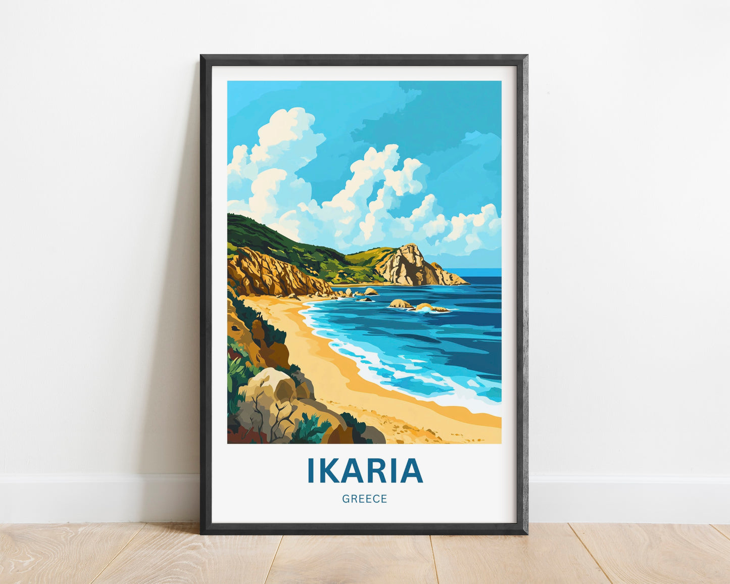 Ikaria Beach Travel Poster  - Sunlit Horizon