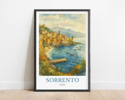 Sorrento, Watercolor design poster, Italy Print, Sorrento Wall Art