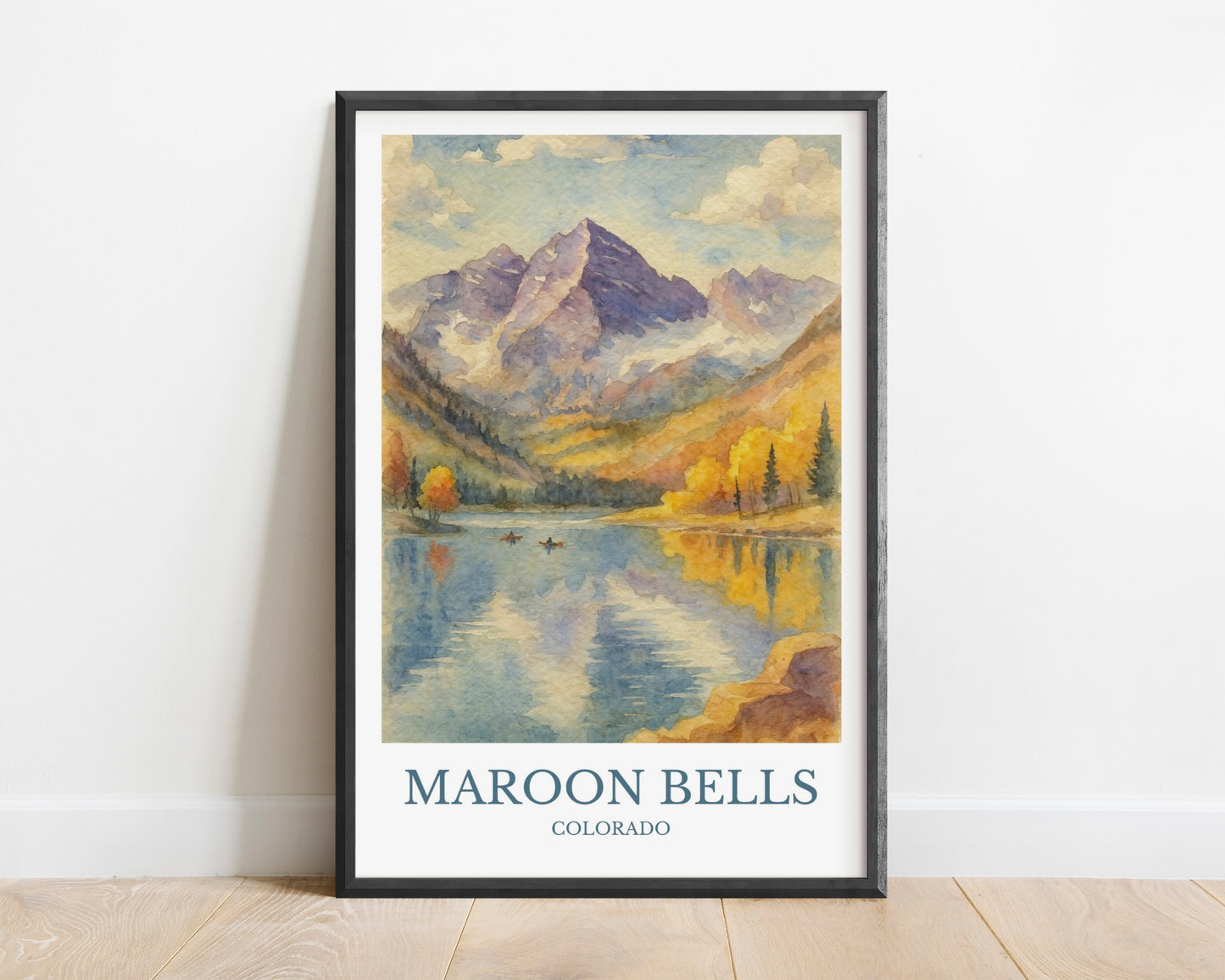 Maroon Bells, Watercolor design poster, Colorado Print, Maroon Bells Wall Art