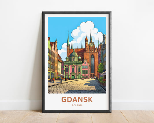 Gdańsk  Travel Poster - Spires Over the Square