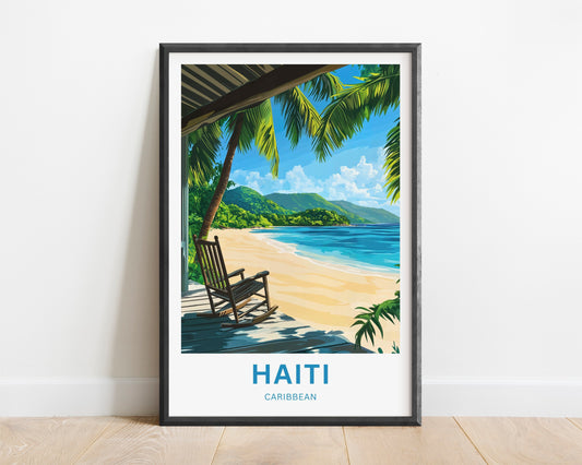 Haiti Travel Poster - Relaxing Beach View