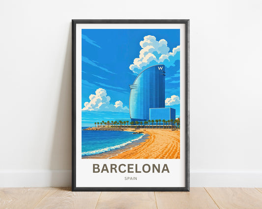 Barcelona Travel Poster  - Spain The Sail on the Sea