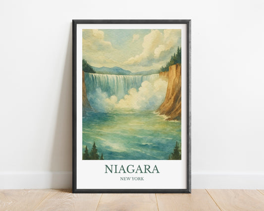 Niagara Falls, Watercolor design poster, United States Print, Niagara Falls Wall Art
