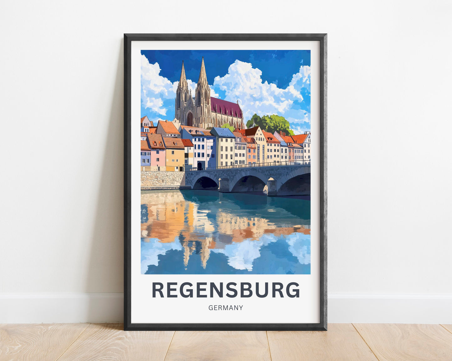 Regensburg Travel Poster -  A Medieval Masterpiece