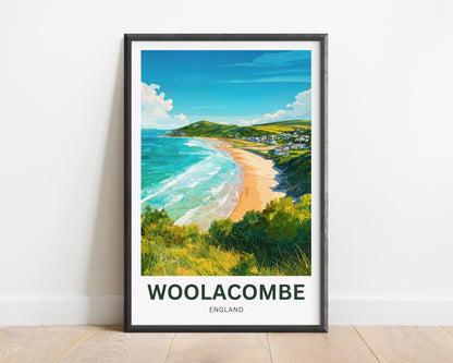 Woolacombe Travel Poster - Charming Seaside Village