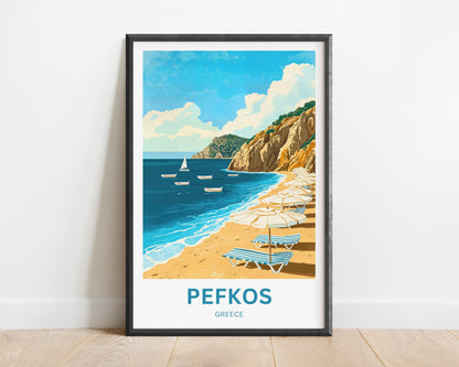 Pefkos Travel Poster - Relaxing Beach View