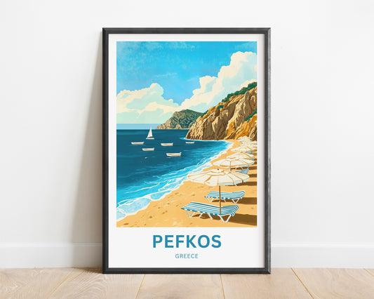 Pefkos Travel Poster - Relaxing Beach View