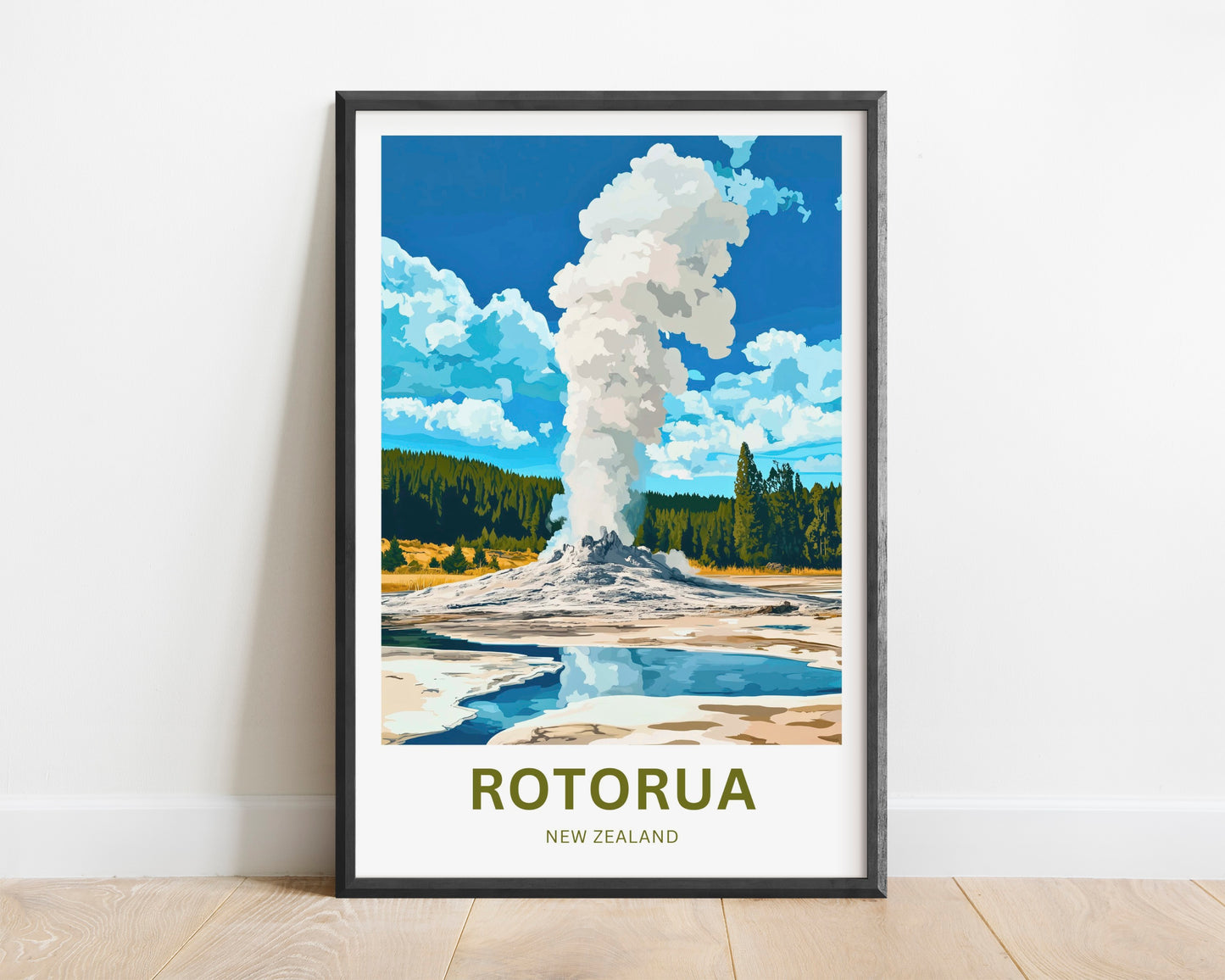 Rotorua Travel Poster - Captivating Geyser,New Zealand