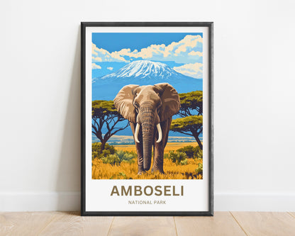 Amboseli National Park Travel Poster  - Kenya