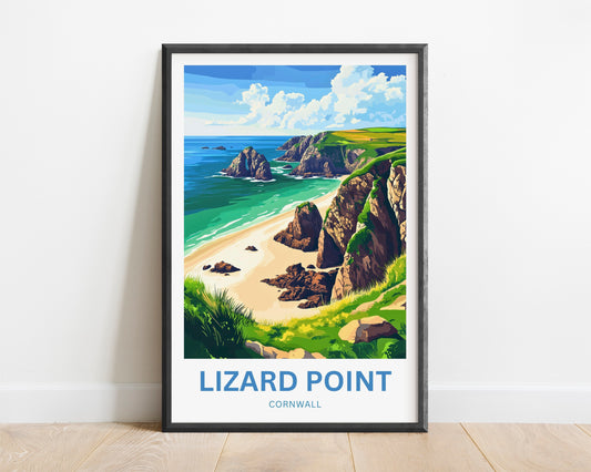 Lizard Point Travel Poster - Cornwall Mesmerizing Cliff