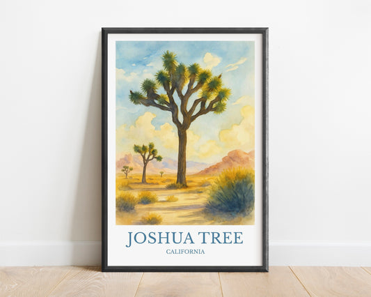 Joshua Tree, Watercolor design poster, California Print, Joshua Tree Wall Art