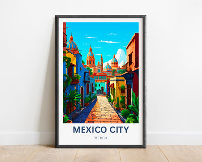 Mexico City Travel Poster - Bustling Urban Streets