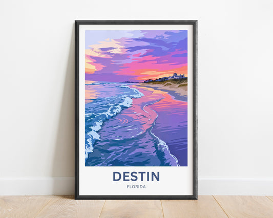 Destin, Florida Travel Poster -  Colorful Sky