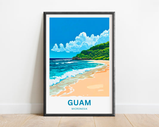 Guam Travel Poster - Breathtaking Serene View of Guam Beach