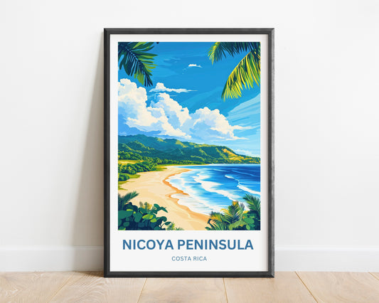 Nicoya Peninsula Travel Poster  - Costa Rica Stunning Beach View