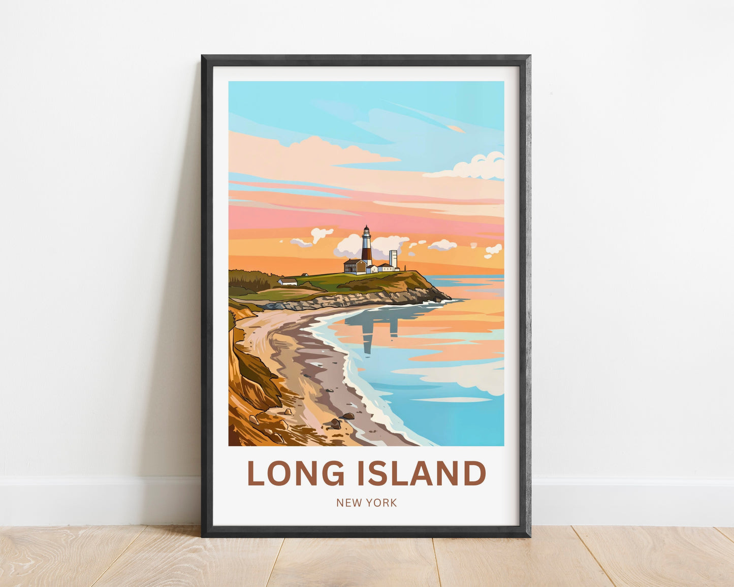 Long Island Travel Poster -  Atlantic Coast Lighthouse