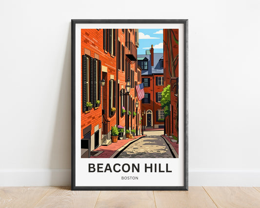 Beacon Hill Travel Poster -  Historic Boston Streets