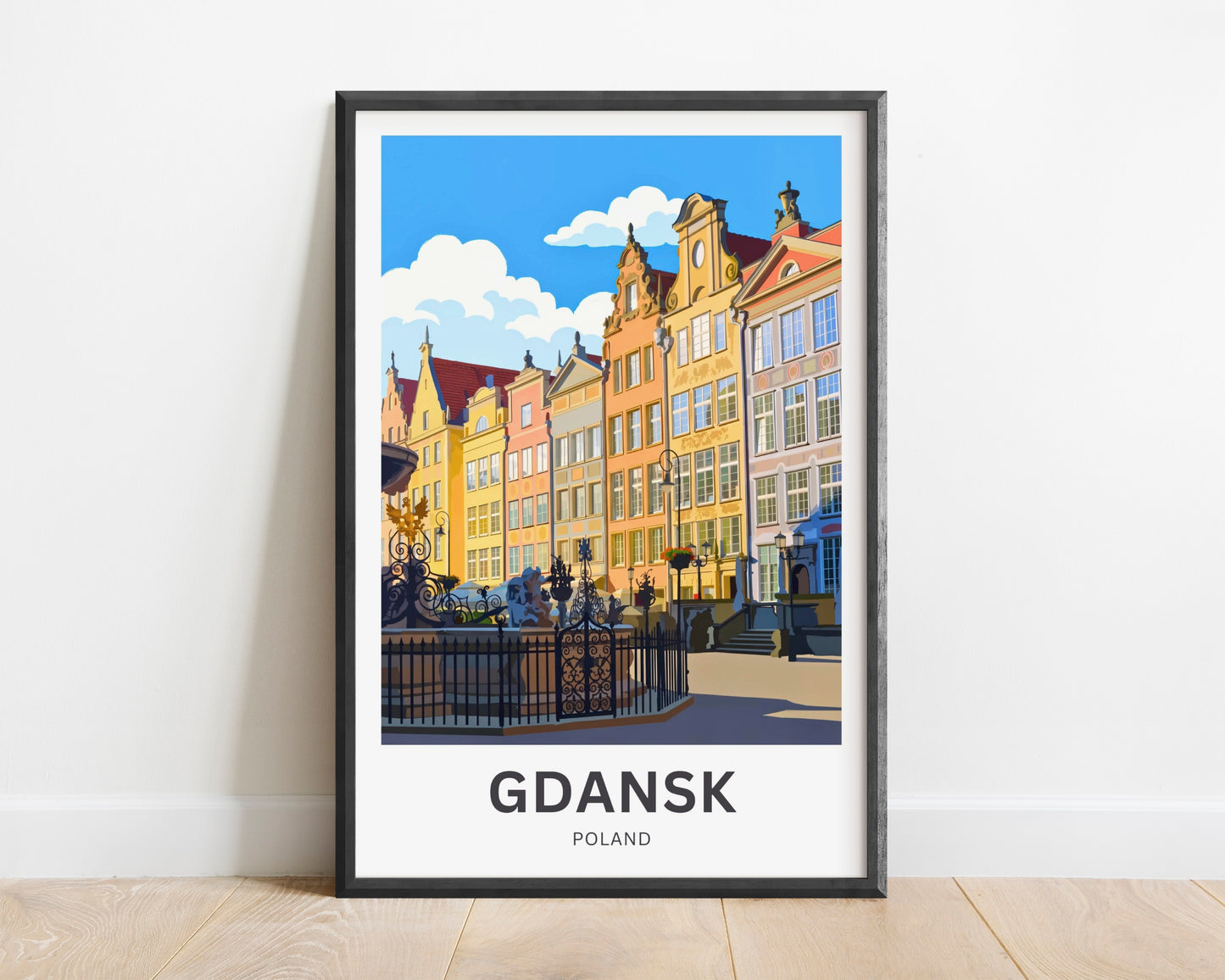 Gdańsk  Travel Poster - Captivating Pastel Facades
