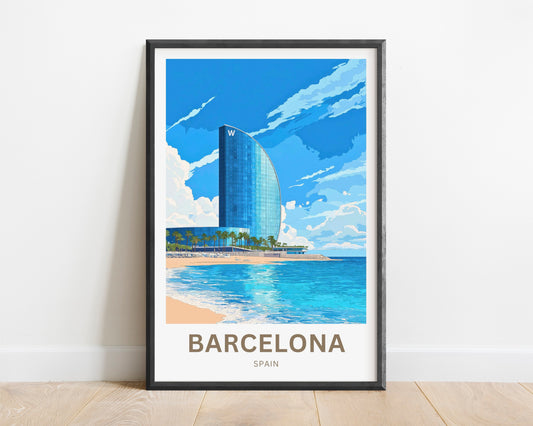 Barcelona Travel Poster  - Icon on the Mediterranean
