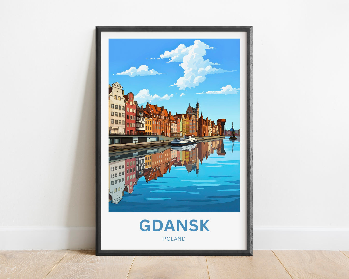Gdańsk  Travel Poster - Riverside History