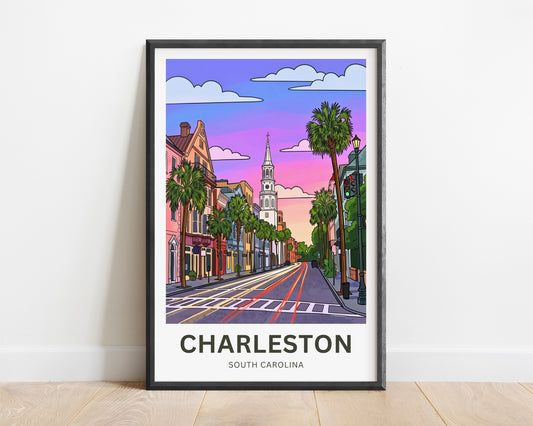 Charleston Historic District Travel Poster - Garden Streets