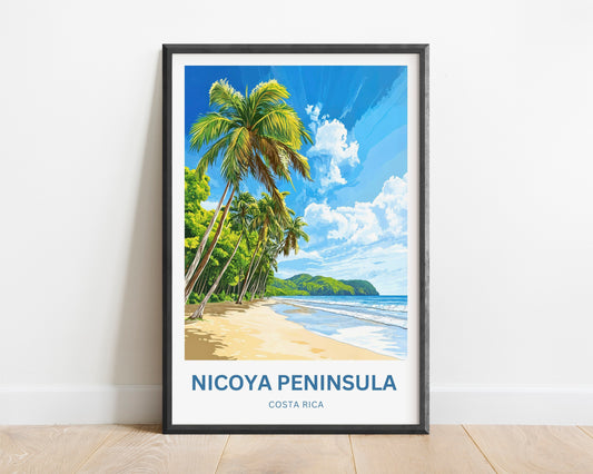Nicoya Peninsula Travel Poster  - Mesmerizing Sandy Beach Costa Rica