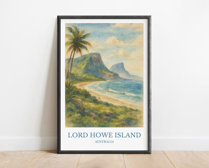 Lord Howe Island, Watercolor design poster, Australia Print, Lord Howe Island Wall Art