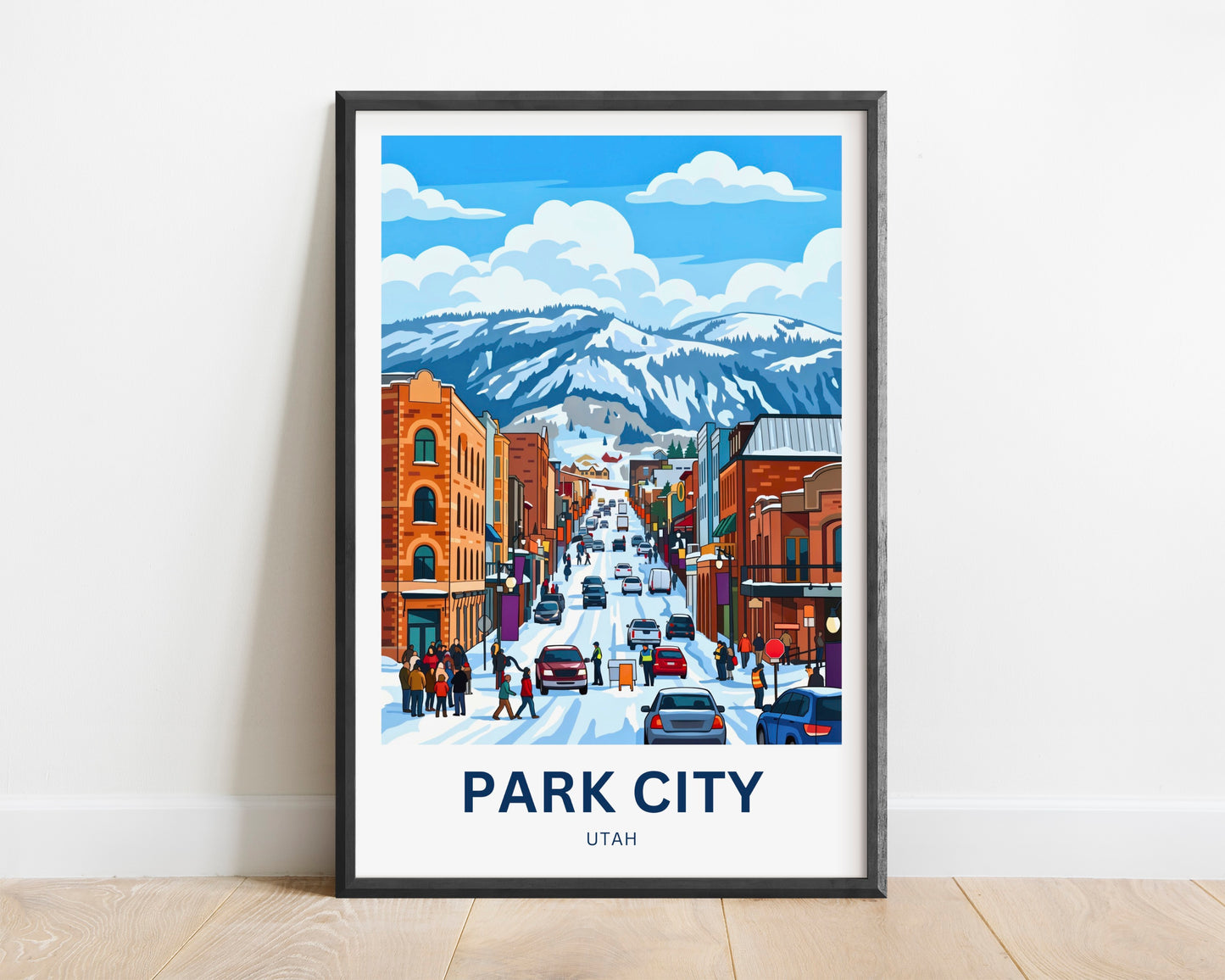 Park City Travel Poster - Charming Winter Street Vibe