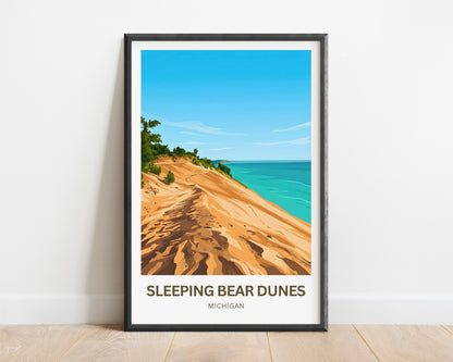 Sleeping Bear Dunes Travel Poster - Michigan Attraction