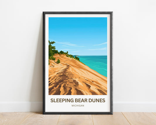 Sleeping Bear Dunes Travel Poster - Michigan Attraction