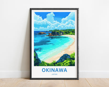 Okinawa Beach Travel Poster  - Where Sea Meets Sky