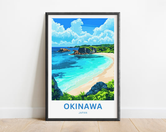 Okinawa Beach Travel Poster  - Where Sea Meets Sky