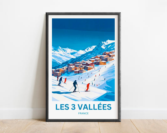 Les 3 Vallées Travel Poster - Classic French Alps