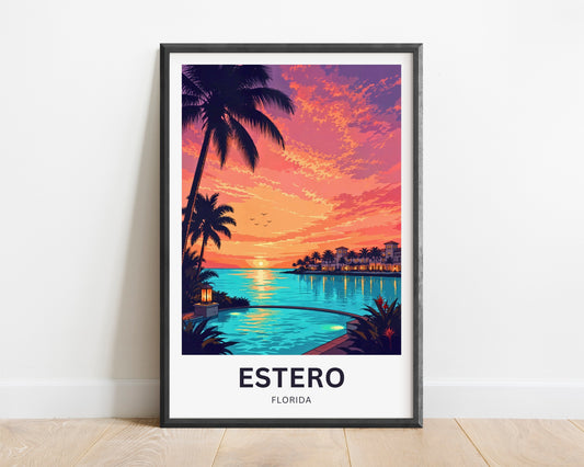 Estero Travel Poster - Florida's Hidden Paradise