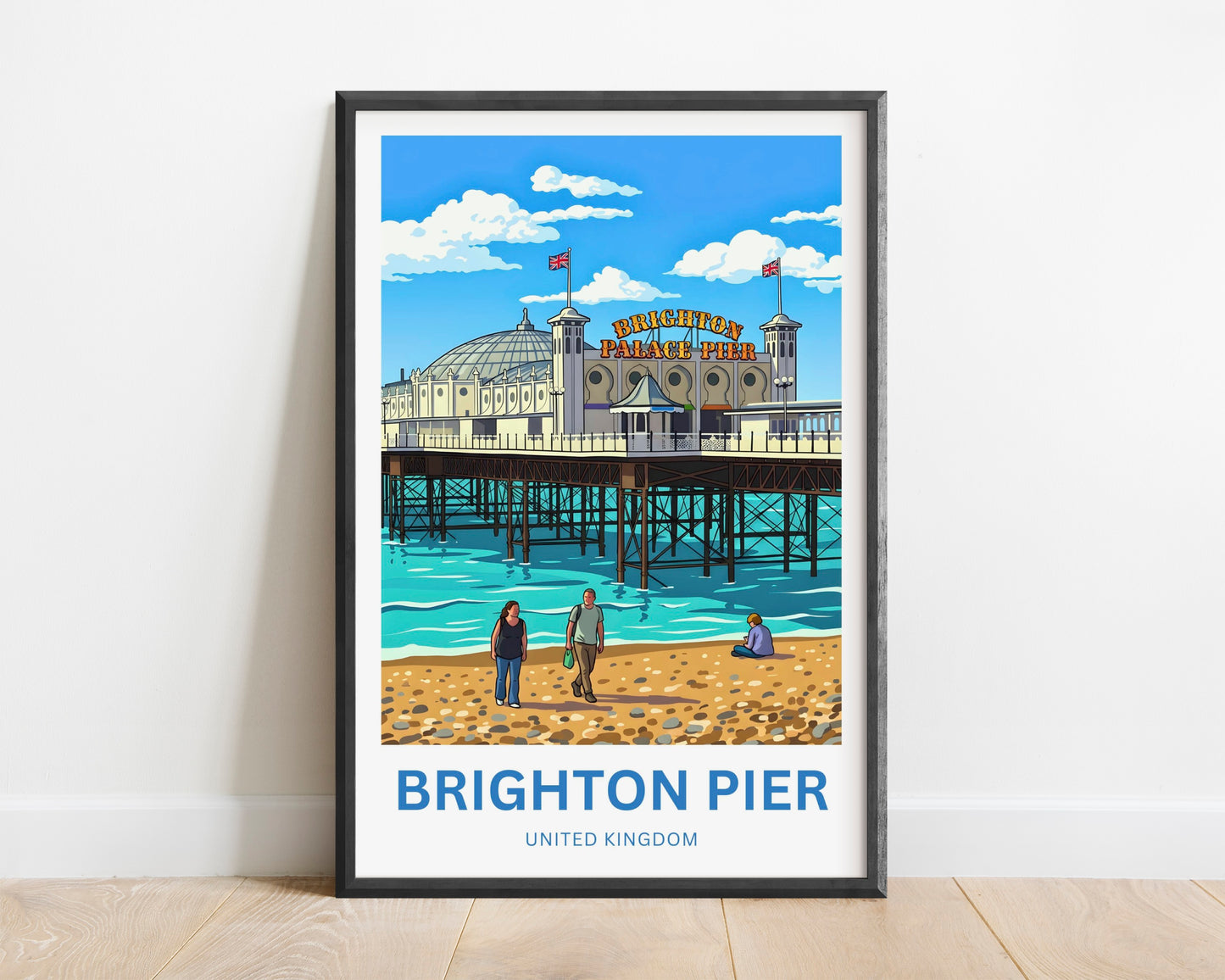 Brighton Pier Travel Poster - Seaside Lights