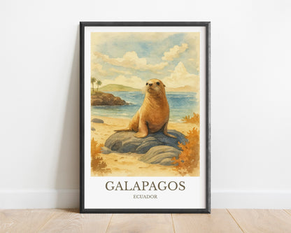 Galápagos Islands, Watercolor design poster, Ecuador Print, Galápagos Wall Art