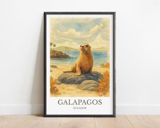 Galápagos Islands, Watercolor design poster, Ecuador Print, Galápagos Wall Art