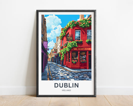Dublin Travel Poster- Cobbled Charms of Temple Bar