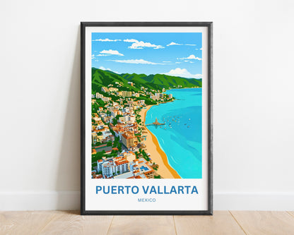 Puerto Vallarta  Travel Poster - Where Mountains Meet the Sea