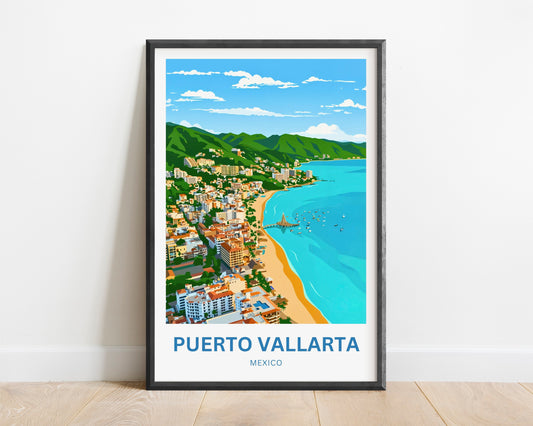 Puerto Vallarta  Travel Poster - Where Mountains Meet the Sea