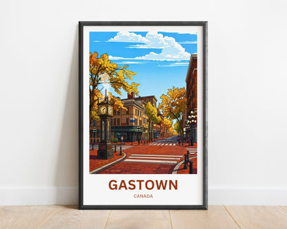 Gastown Travel Poster - Steam Clock Vancouver