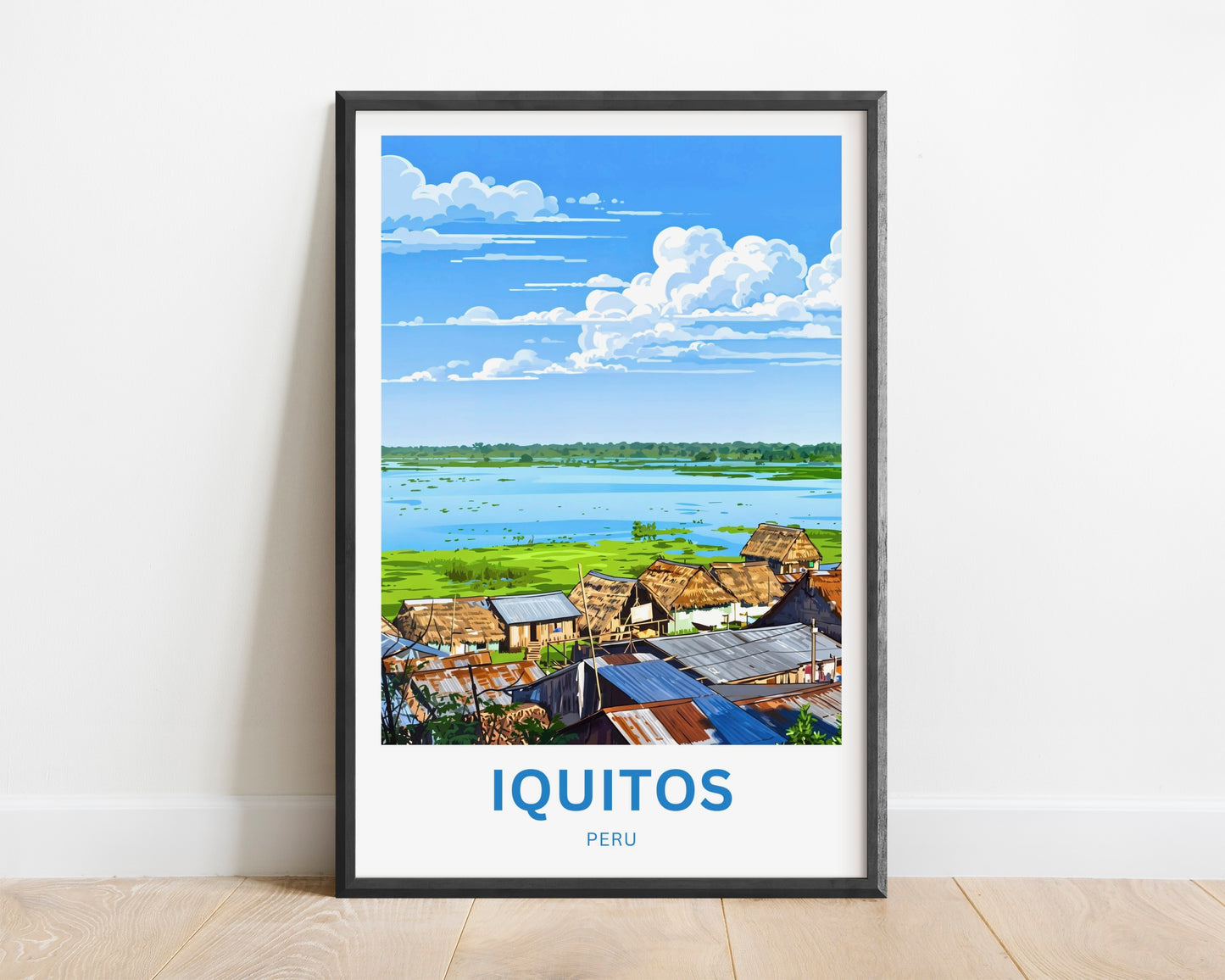 Iquitos Travel Poster - Peru Riverfront Life