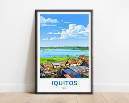 Iquitos Travel Poster - Peru Riverfront Life