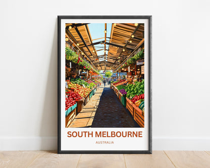South Melbourne Market Travel Poster  - The Heartbeat of Melbourne